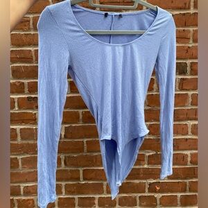 Ribbed Blue Bodysuit